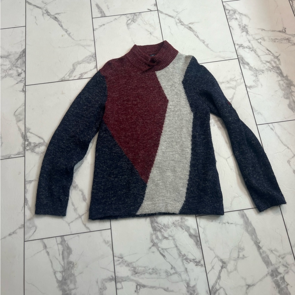 Armani Jeans AJ Trade Red and Blue Slim Turtleneck Sweater